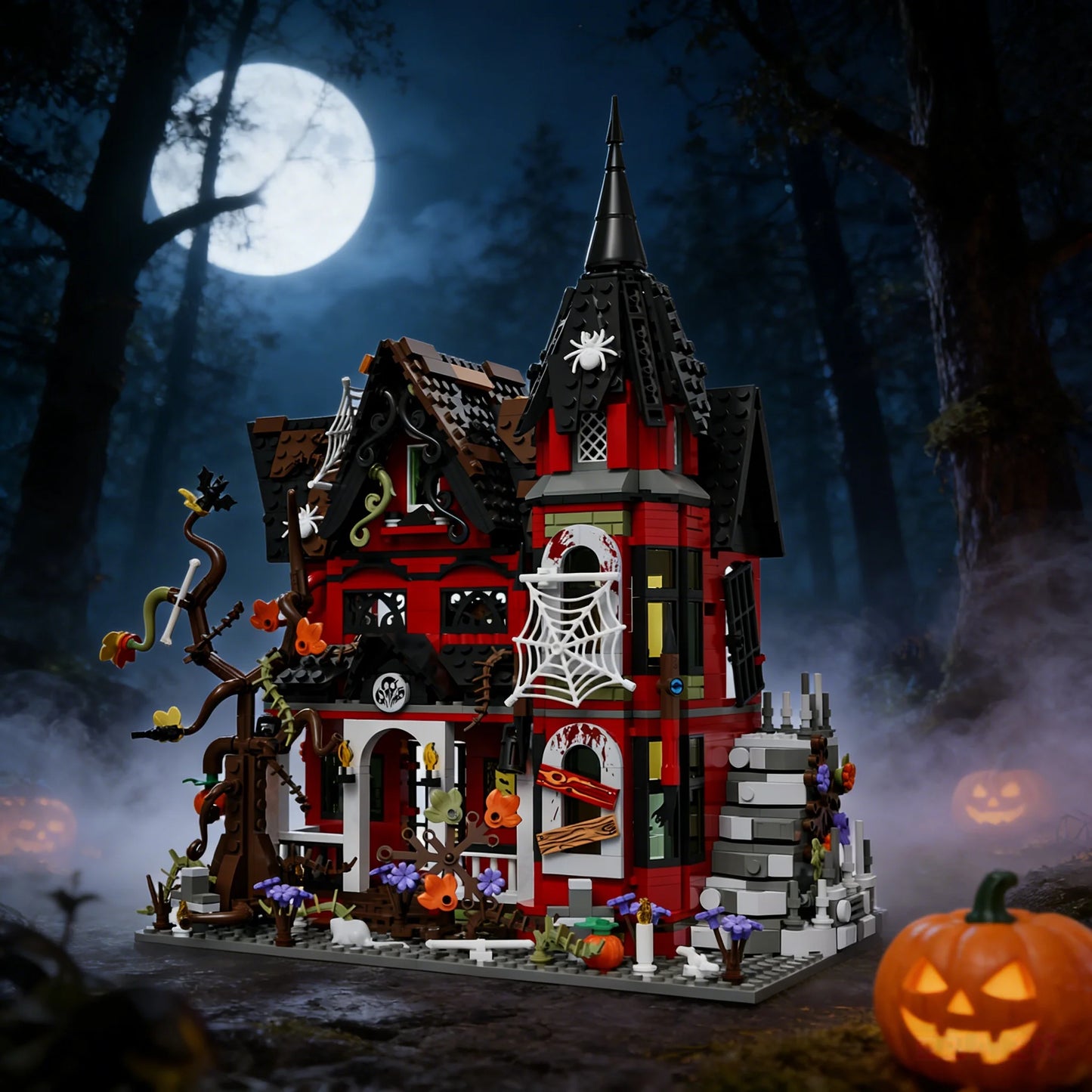 Spookhuis Bouwset – Gotische Villa Schaalmodel van Bouwblokken