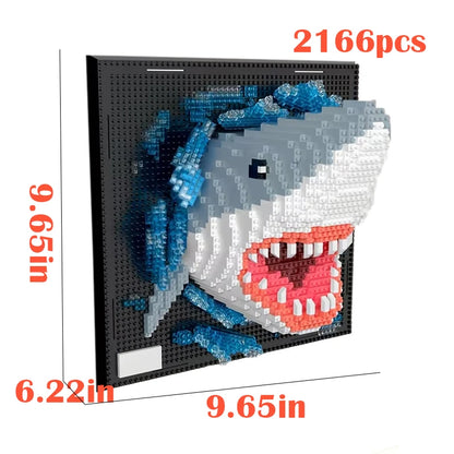 3D Wandkunst Dieren Bouwset – Ingelijst Schaalmodel van Bouwblokken