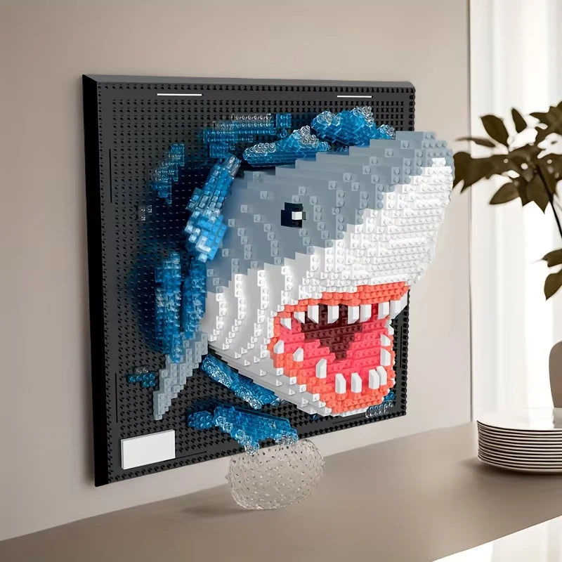 3D Wandkunst Dieren Bouwset – Ingelijst Schaalmodel van Bouwblokken