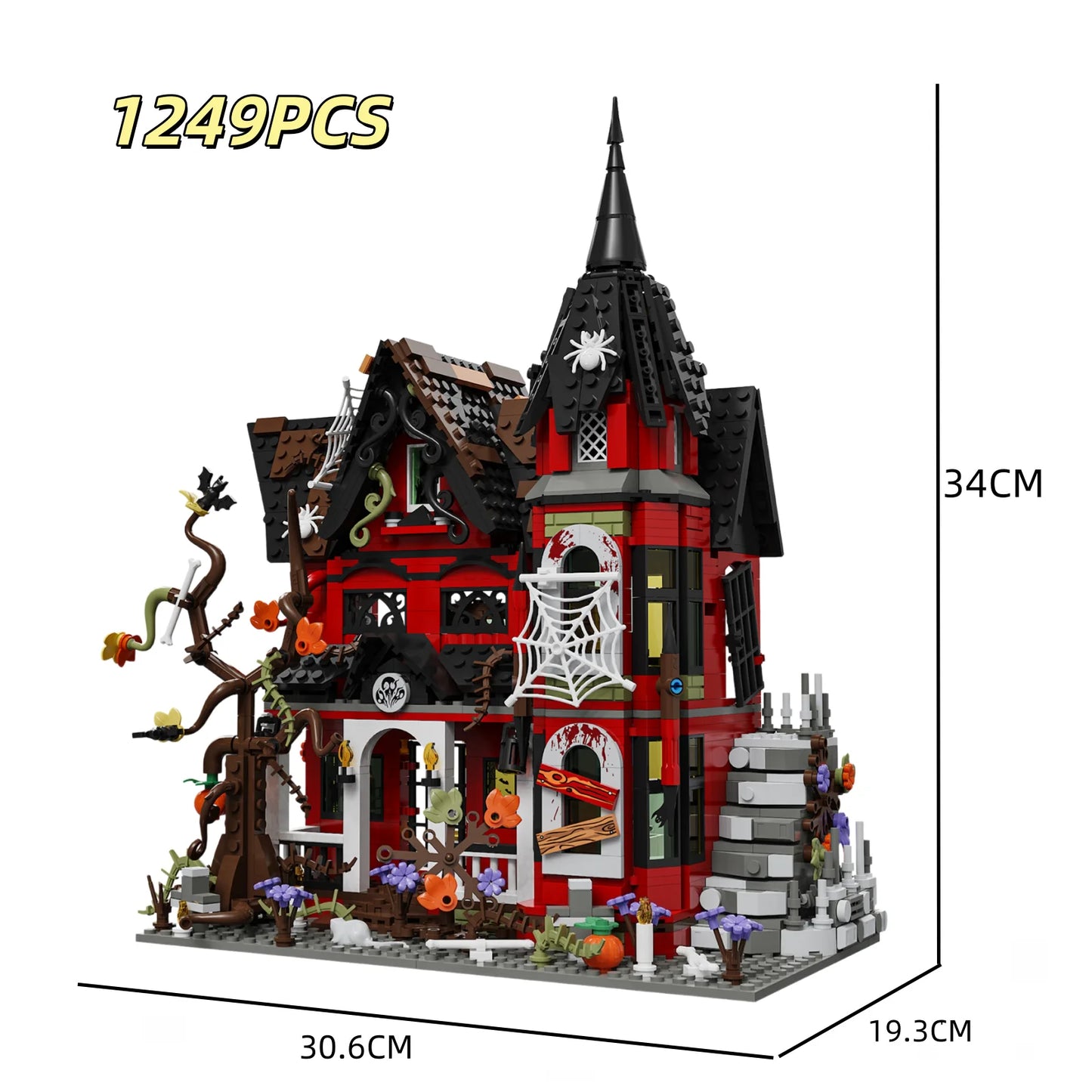 Spookhuis Bouwset – Gotische Villa Schaalmodel van Bouwblokken