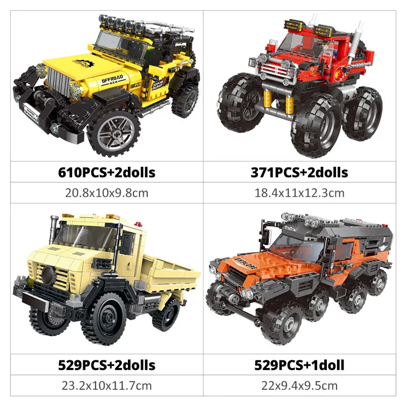 Monstertruck Bouwset – Off-road Voertuig Schaalmodel van Bouwblokken