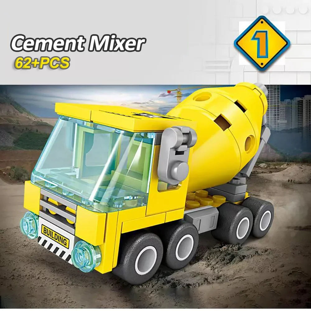 Betonmixer Truck Bouwset – Bouwvoertuig Schaalmodel van Bouwblokken